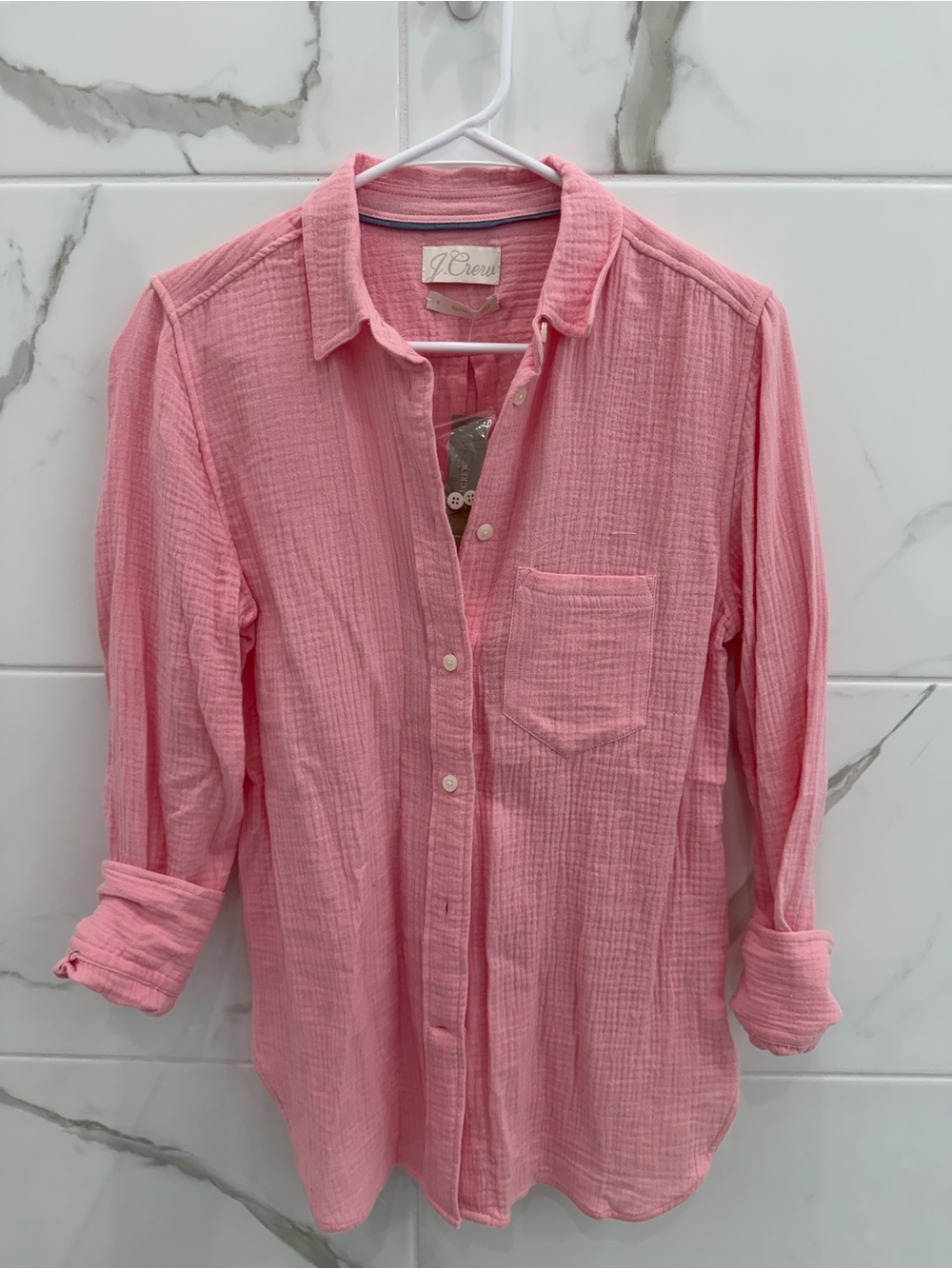 J. Crew Soft Pink Button-Down Gauze Shirt